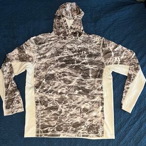 Habit Water Pattern Sun Fishing Hoodie in Gray and White